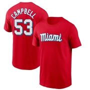 Men's Miami Marlins Paul Campbell ＃53 City Connect Name & Number T-Shirt - Red