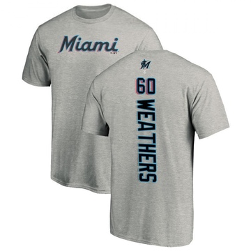 Men's Miami Marlins Ryan Weathers ＃60 Backer T-Shirt Ash