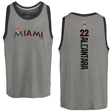 Men's Miami Marlins Sandy Alcantara ＃22 Backer Tank Top Ash