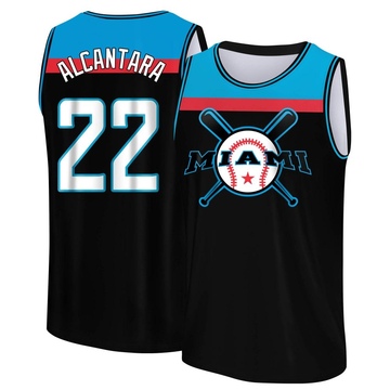 Men's Miami Marlins Sandy Alcantara ＃22 Legend Baseball Tank Top - Black/Blue