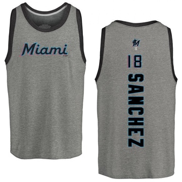 Men's Miami Marlins Sixto Sanchez ＃18 Backer Tank Top Ash