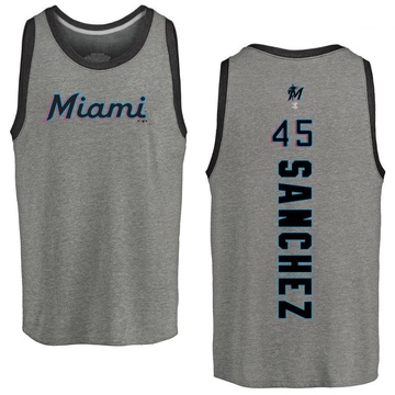 Men's Miami Marlins Sixto Sanchez ＃45 Backer Tank Top Ash