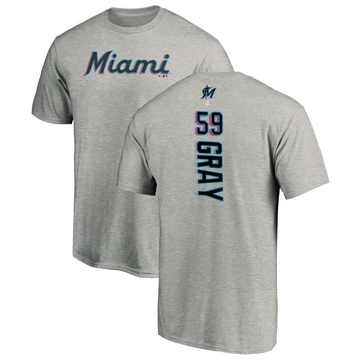 Men's Miami Marlins Tristan Gray ＃59 Backer T-Shirt Ash