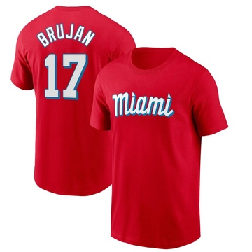 Men's Miami Marlins Vidal Brujan ＃17 City Connect Name & Number T-Shirt - Red