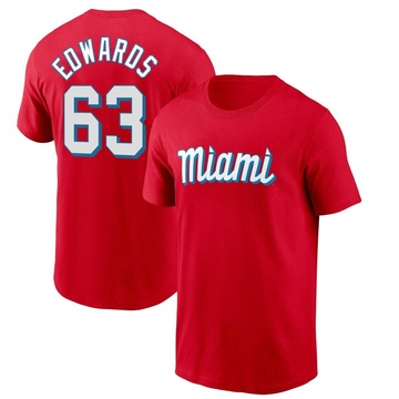 Men's Miami Marlins Xavier Edwards ＃63 City Connect Name & Number T-Shirt - Red