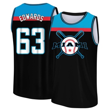 Men's Miami Marlins Xavier Edwards ＃63 Legend Baseball Tank Top - Black/Blue