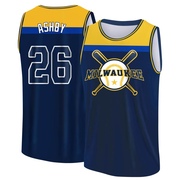 Men's Milwaukee Brewers Aaron Ashby ＃26 Legend Baseball Tank Top - Navy/Yellow