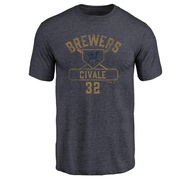 Men's Milwaukee Brewers Aaron Civale ＃32 Base Runner T-Shirt - Navy