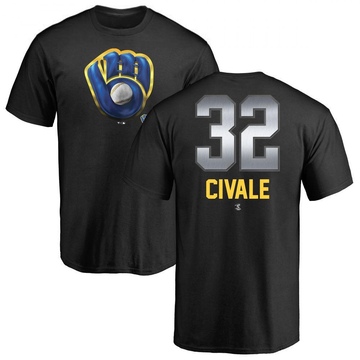 Men's Milwaukee Brewers Aaron Civale ＃32 Midnight Mascot T-Shirt - Black