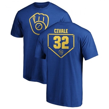 Men's Milwaukee Brewers Aaron Civale ＃32 RBI T-Shirt - Royal