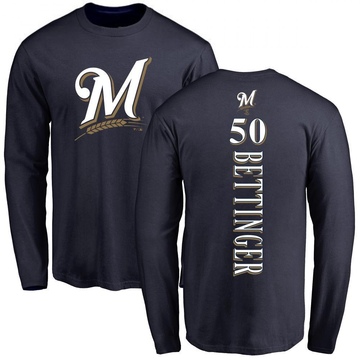 Men's Milwaukee Brewers Alec Bettinger ＃50 Backer Long Sleeve T-Shirt - Navy