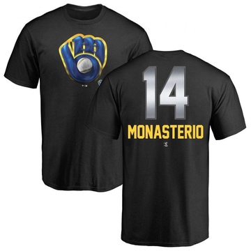 Men's Milwaukee Brewers Andruw Monasterio ＃14 Midnight Mascot T-Shirt - Black