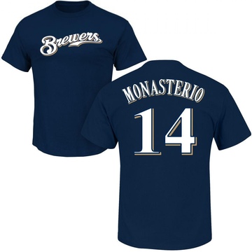 Men's Milwaukee Brewers Andruw Monasterio ＃14 Roster Name & Number T-Shirt - Navy