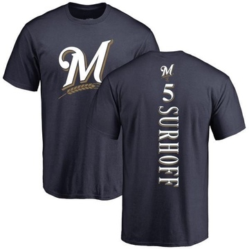 Men's Milwaukee Brewers Bj Surhoff ＃5 Backer T-Shirt - Navy