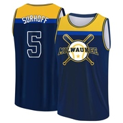 Men's Milwaukee Brewers Bj Surhoff ＃5 Legend Baseball Tank Top - Navy/Yellow