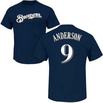 Men's Milwaukee Brewers Brian Anderson ＃9 Roster Name & Number T-Shirt - Navy