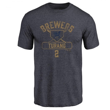 Men's Milwaukee Brewers Brice Turang ＃2 Base Runner T-Shirt - Navy