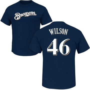 Men's Milwaukee Brewers Bryse Wilson ＃46 Roster Name & Number T-Shirt - Navy