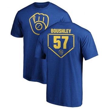 Men's Milwaukee Brewers Caleb Boushley ＃57 RBI T-Shirt - Royal