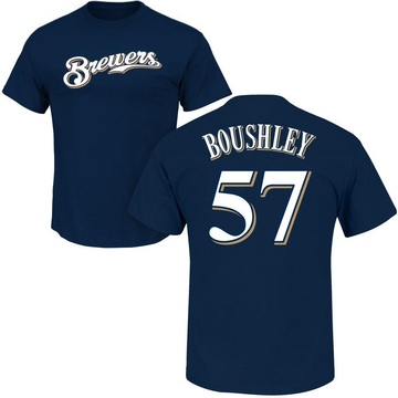 Men's Milwaukee Brewers Caleb Boushley ＃57 Roster Name & Number T-Shirt - Navy