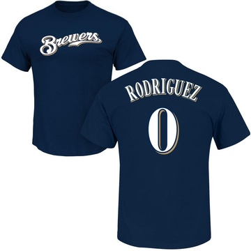 Men's Milwaukee Brewers Carlos Rodriguez ＃0 Roster Name & Number T-Shirt - Navy