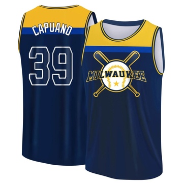 Men's Milwaukee Brewers Chris Capuano ＃39 Legend Baseball Tank Top - Navy/Yellow