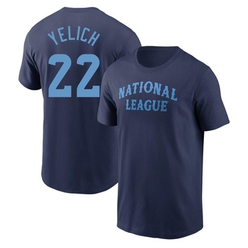 Men's Milwaukee Brewers Christian Yelich ＃22 Game National League 2024 All-Star Team T-Shirt - Navy