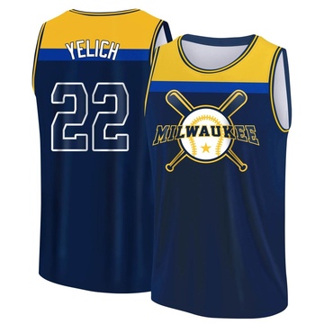 Men's Milwaukee Brewers Christian Yelich ＃22 Legend Baseball Tank Top - Navy/Yellow