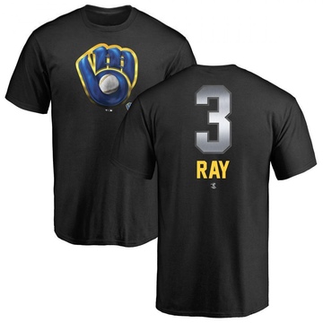 Men's Milwaukee Brewers Corey Ray ＃3 Midnight Mascot T-Shirt - Black