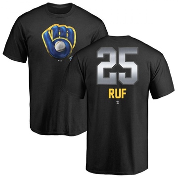 Men's Milwaukee Brewers Darin Ruf ＃25 Midnight Mascot T-Shirt - Black