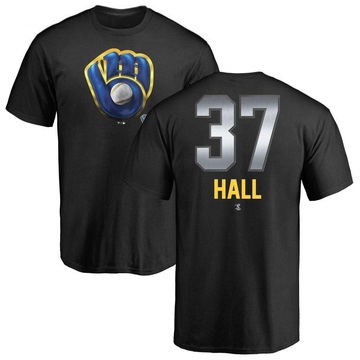 Men's Milwaukee Brewers DL Hall ＃37 Midnight Mascot T-Shirt - Black