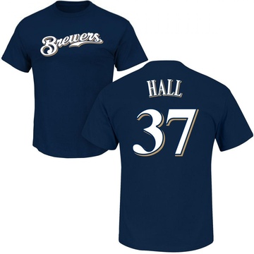 Men's Milwaukee Brewers DL Hall ＃37 Roster Name & Number T-Shirt - Navy