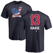 Men's Milwaukee Brewers Eric Haase ＃13 Name and Number Banner Wave T-Shirt - Navy