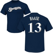 Men's Milwaukee Brewers Eric Haase ＃13 Roster Name & Number T-Shirt - Navy