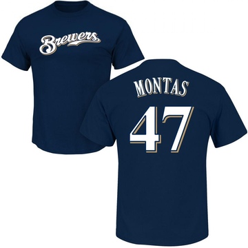 Men's Milwaukee Brewers Frankie Montas ＃47 Roster Name & Number T-Shirt - Navy