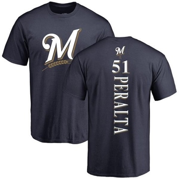 Men's Milwaukee Brewers Freddy Peralta ＃51 Backer T-Shirt - Navy