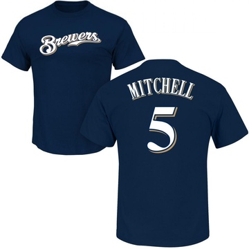 Men's Milwaukee Brewers Garrett Mitchell ＃5 Roster Name & Number T-Shirt - Navy