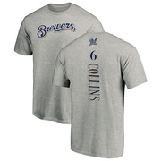 Men's Milwaukee Brewers Isaac Collins ＃6 Backer T-Shirt Ash