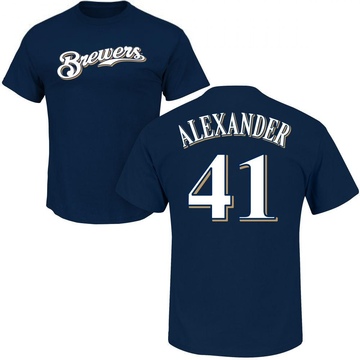 Men's Milwaukee Brewers Jason Alexander ＃41 Roster Name & Number T-Shirt - Navy