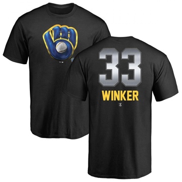 Men's Milwaukee Brewers Jesse Winker ＃33 Midnight Mascot T-Shirt - Black