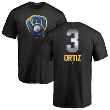 Men's Milwaukee Brewers Joey Ortiz ＃3 Midnight Mascot T-Shirt - Black