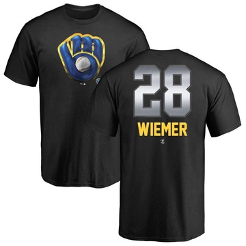 Men's Milwaukee Brewers Joey Wiemer ＃28 Midnight Mascot T-Shirt - Black