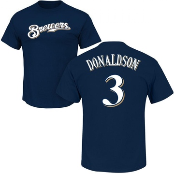 Men's Milwaukee Brewers Josh Donaldson ＃3 Roster Name & Number T-Shirt - Navy