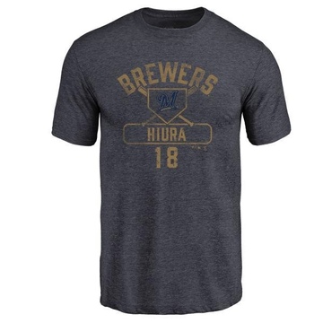 Men's Milwaukee Brewers Keston Hiura ＃18 Base Runner T-Shirt - Navy