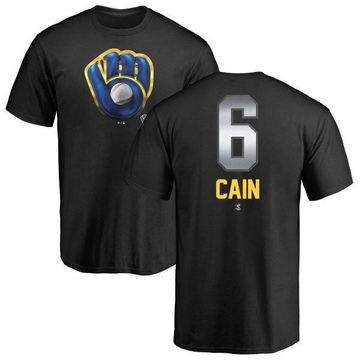 Men's Milwaukee Brewers Lorenzo Cain ＃6 Midnight Mascot T-Shirt - Black