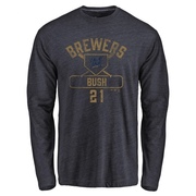 Men's Milwaukee Brewers Matt Bush ＃21 Base Runner Long Sleeve T-Shirt - Navy