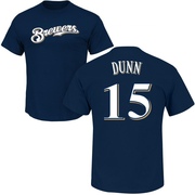 Men's Milwaukee Brewers Oliver Dunn ＃15 Roster Name & Number T-Shirt - Navy