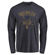 Men's Milwaukee Brewers Owen Miller ＃6 Base Runner Long Sleeve T-Shirt - Navy