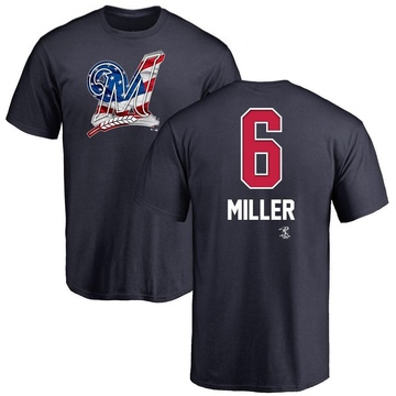 Men's Milwaukee Brewers Owen Miller ＃6 Name and Number Banner Wave T-Shirt - Navy