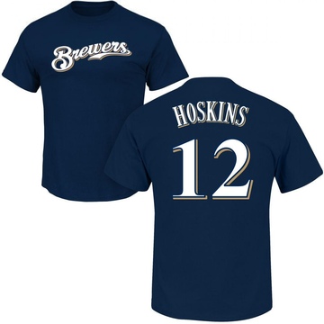 Men's Milwaukee Brewers Rhys Hoskins ＃12 Roster Name & Number T-Shirt - Navy